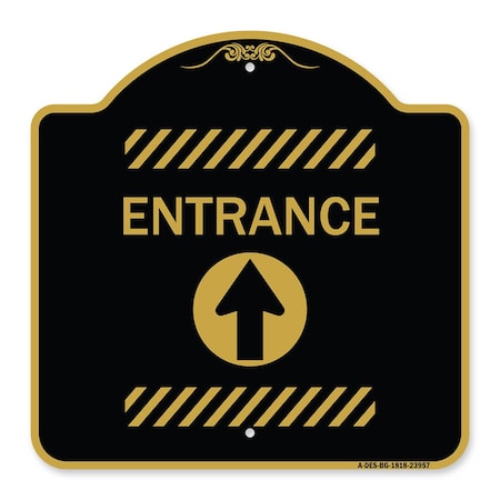 Signmission Flex Post Entrance with Straight Ahead Arrow Decal Only for Flex Paddle, Black & Gold, BG-1818-23957 A-DES-BG-1818-23957